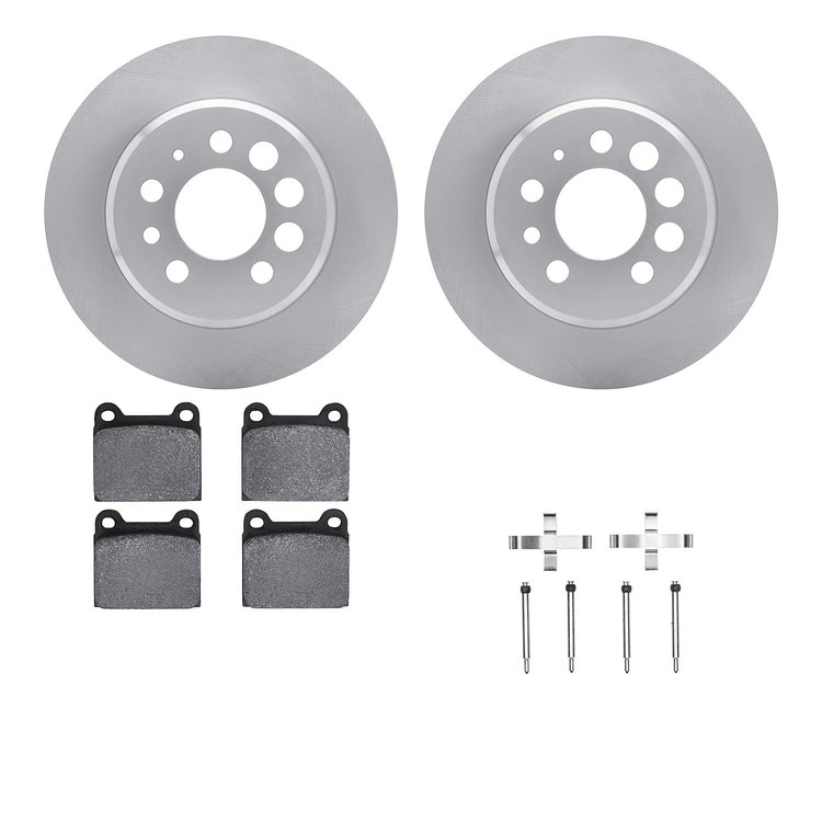6512-27127 Brake Rotors w/5000 Advanced Brake Pads Kit with Hardware, 1975-1997 Volvo, Position: Rear