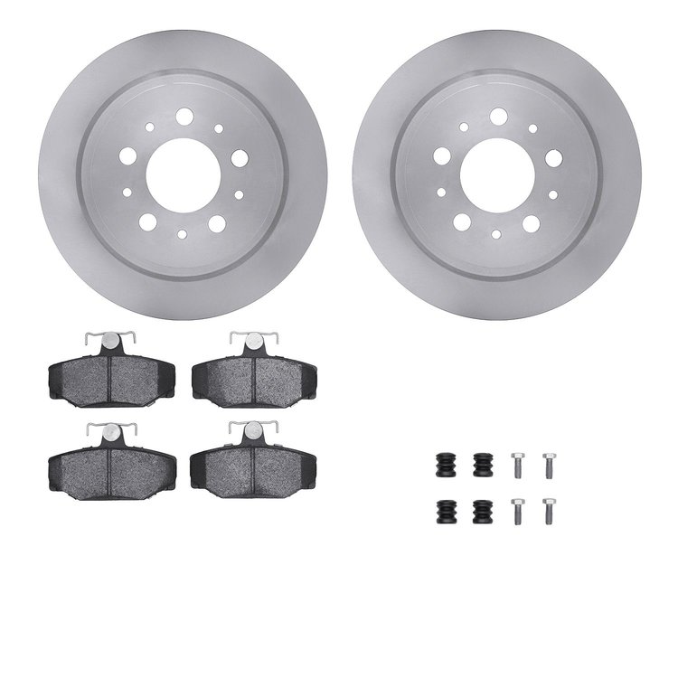 6512-27187 Brake Rotors w/5000 Advanced Brake Pads Kit with Hardware, 1997-1998 Volvo, Position: Rear