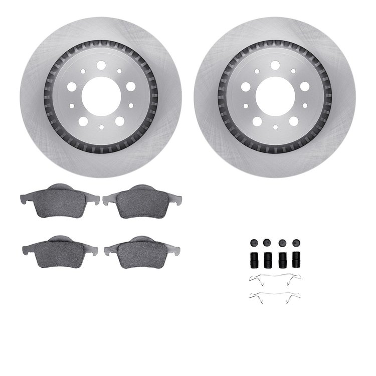 6512-27211 Brake Rotors w/5000 Advanced Brake Pads Kit with Hardware, 2000-2000 Volvo, Position: Rear