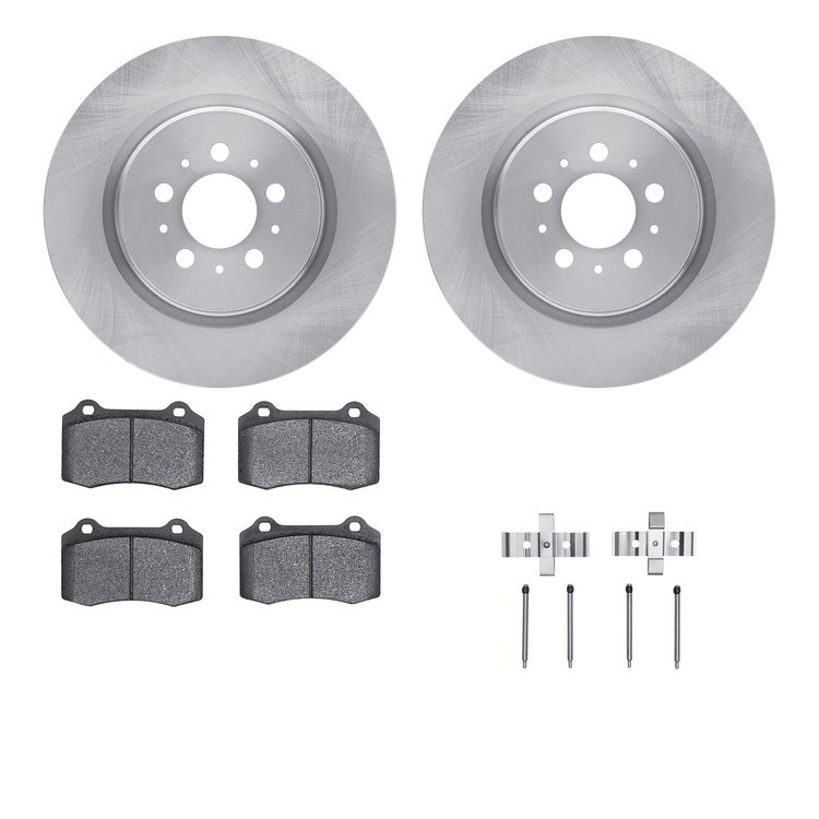 6512-27223 Brake Rotors w/5000 Advanced Brake Pads Kit with Hardware, 2004-2007 Volvo, Position: Rear