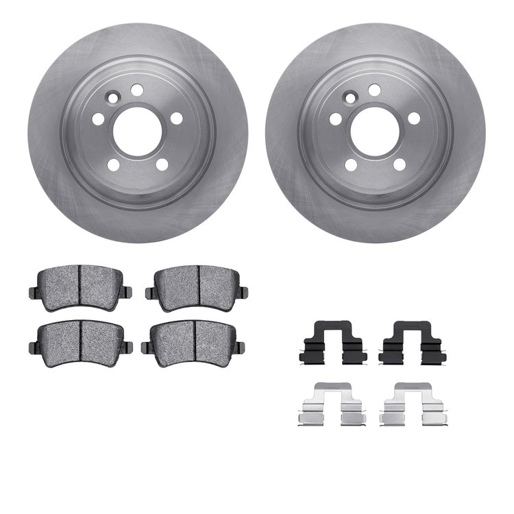 6512-27233 Brake Rotors w/5000 Advanced Brake Pads Kit with Hardware, 2008-2008 Volvo, Position: Rear