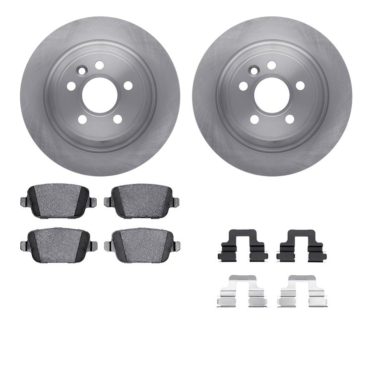 6512-27234 Brake Rotors w/5000 Advanced Brake Pads Kit with Hardware, 2007-2010 Volvo, Position: Rear