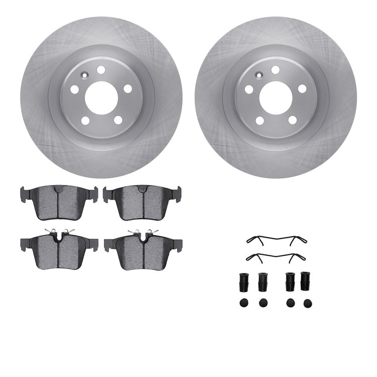 6512-27316 Brake Rotors w/5000 Advanced Brake Pads Kit with Hardware, 2016-2021 Volvo, Position: Rear