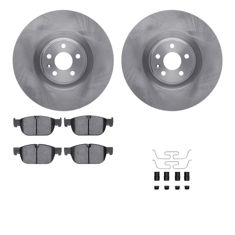 6512-27323 Brake Rotors w/5000 Advanced Brake Pads Kit with Hardware, 2016-2018 Volvo, Position: Front