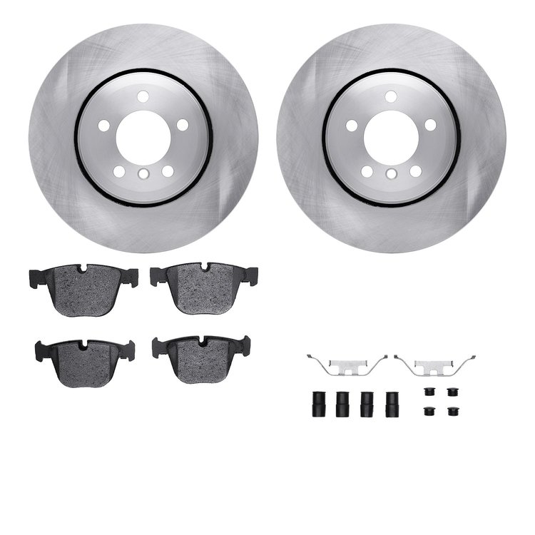6512-31363 Brake Rotors w/5000 Advanced Brake Pads Kit with Hardware, 2002-2005 BMW, Position: Rear