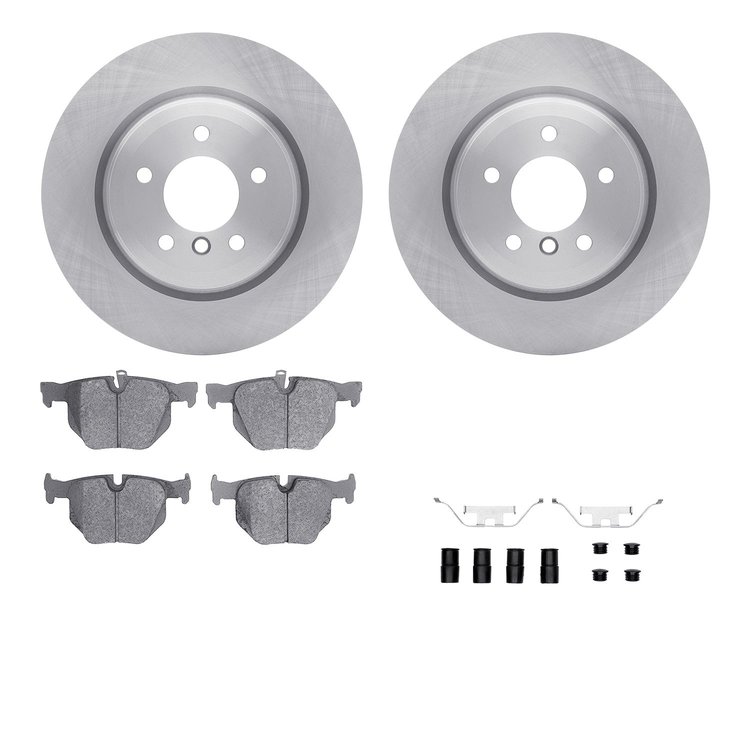 6512-31423 Brake Rotors w/5000 Advanced Brake Pads Kit with Hardware, 2006-2015 BMW, Position: Rear