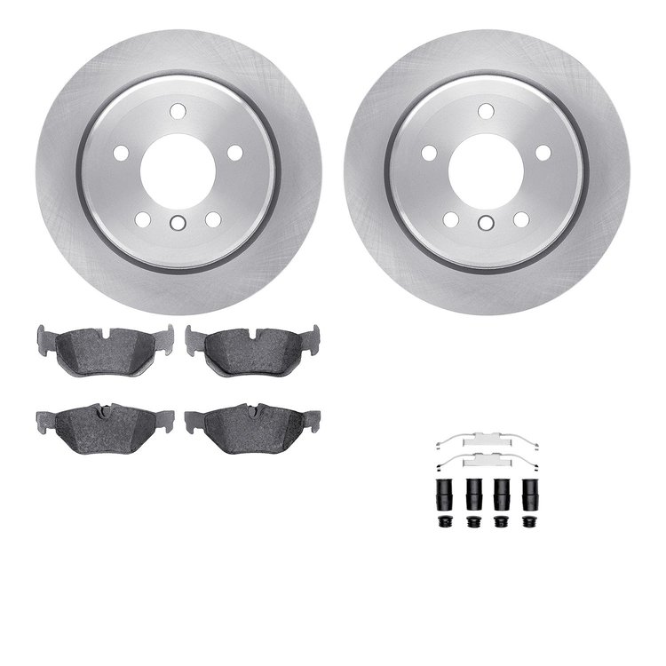 6512-31437 Brake Rotors w/5000 Advanced Brake Pads Kit with Hardware, 2006-2015 BMW, Position: Rear