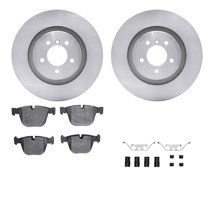 6512-31452 Brake Rotors w/5000 Advanced Brake Pads Kit with Hardware, 2007-2008 BMW, Position: Rear