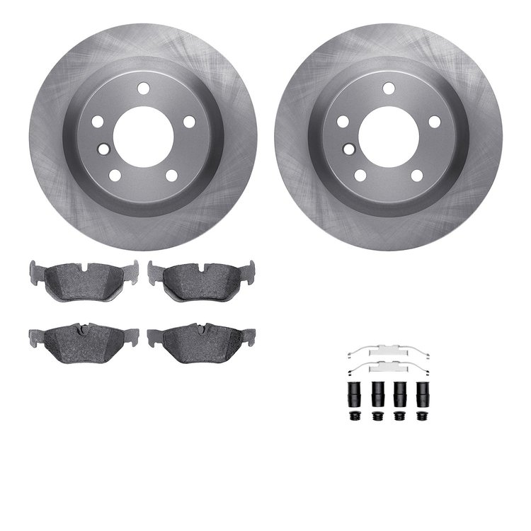 6512-31463 Brake Rotors w/5000 Advanced Brake Pads Kit with Hardware, 2008-2013 BMW, Position: Rear