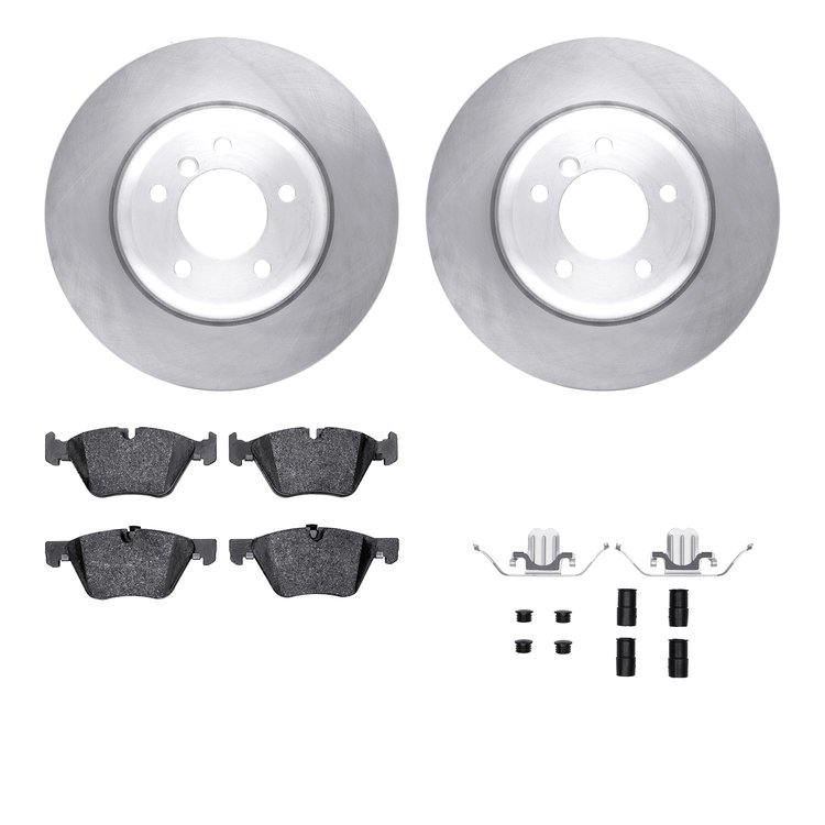 6512-31496 Brake Rotors w/5000 Advanced Brake Pads Kit with Hardware, 2009-2010 BMW, Position: Front