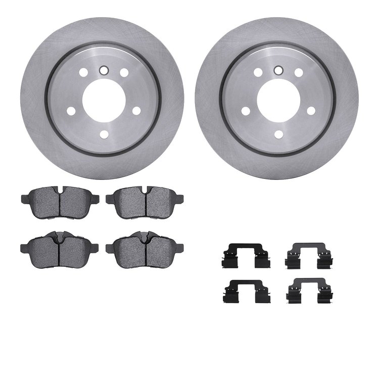 6512-31511 Brake Rotors w/5000 Advanced Brake Pads Kit with Hardware, 2009-2010 BMW, Position: Rear