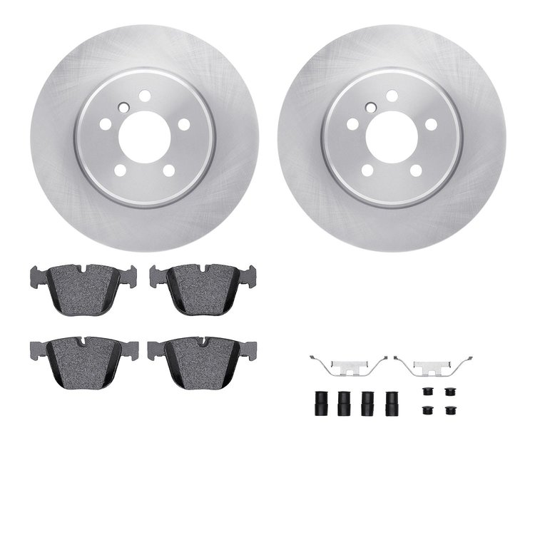 6512-31537 Brake Rotors w/5000 Advanced Brake Pads Kit with Hardware, 2011-2015 BMW, Position: Rear