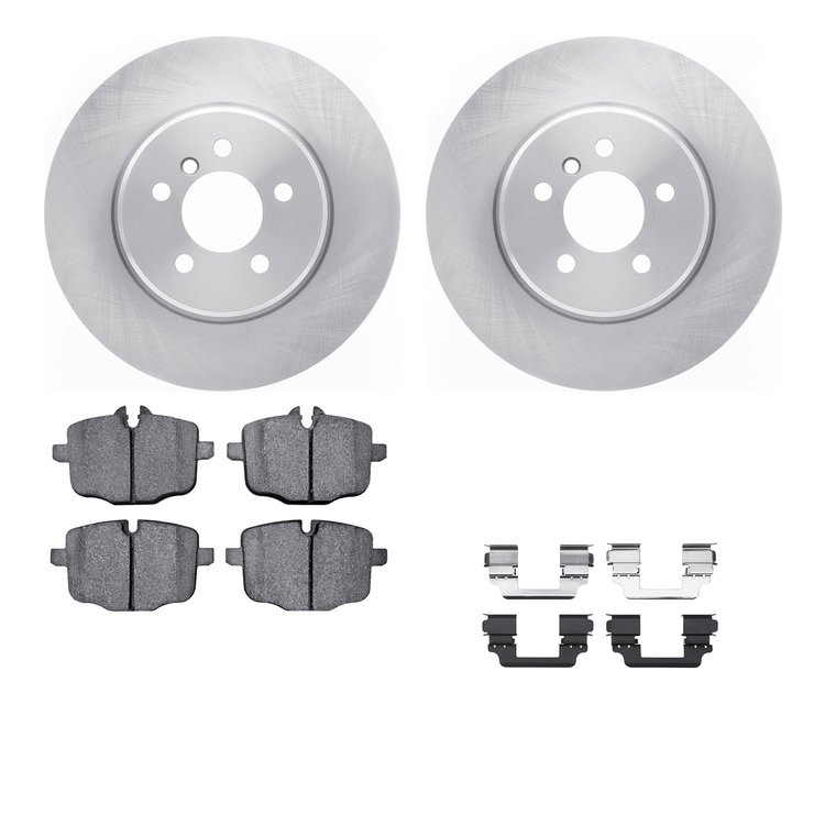 6512-31539 Brake Rotors w/5000 Advanced Brake Pads Kit with Hardware, 2011-2019 BMW, Position: Rear