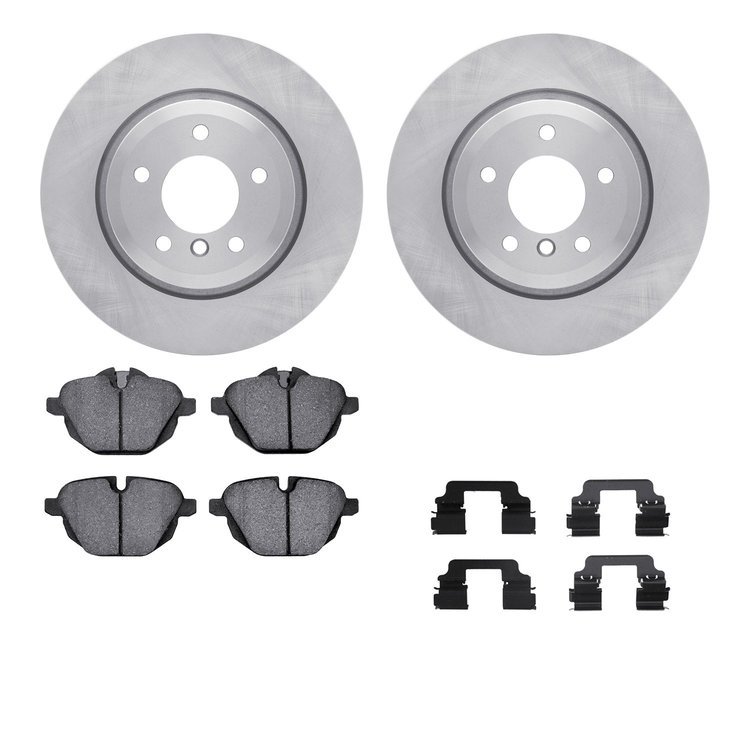 6512-31548 Brake Rotors w/5000 Advanced Brake Pads Kit with Hardware, 2011-2016 BMW, Position: Rear