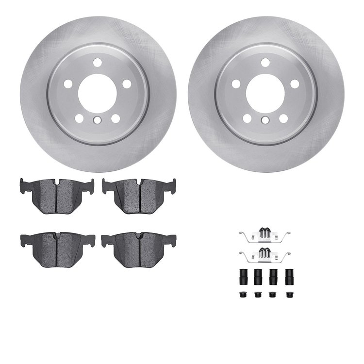 6512-31678 Brake Rotors w/5000 Advanced Brake Pads Kit with Hardware, 2008-2019 BMW, Position: Rear