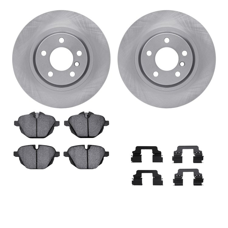 6512-31709 Brake Rotors w/5000 Advanced Brake Pads Kit with Hardware, 2011-2018 BMW, Position: Rear