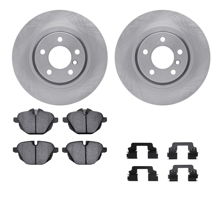 6512-31710 Brake Rotors w/5000 Advanced Brake Pads Kit with Hardware, 2015-2018 BMW, Position: Rear