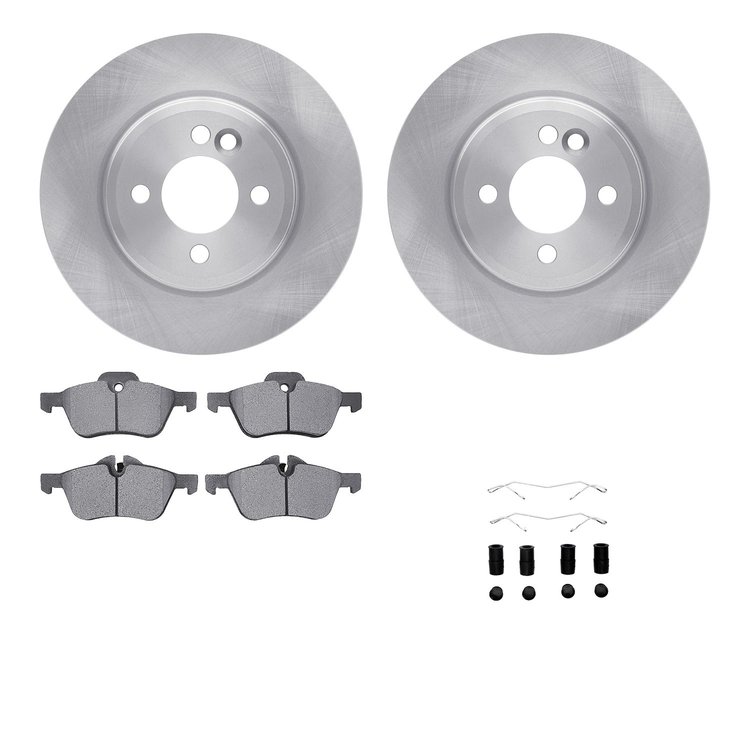 6512-32028 Brake Rotors w/5000 Advanced Brake Pads Kit with Hardware, 2002-2008 Mini, Position: Front