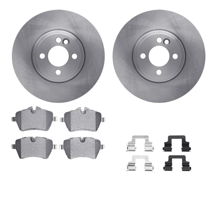 6512-32052 Brake Rotors w/5000 Advanced Brake Pads Kit with Hardware, 2007-2015 Mini, Position: Front