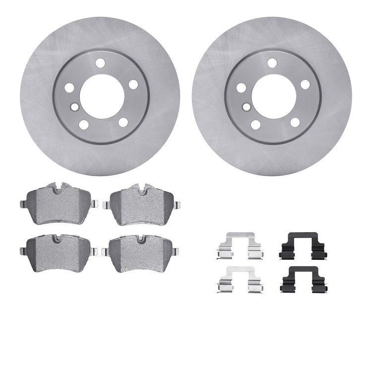 6512-32064 Brake Rotors w/5000 Advanced Brake Pads Kit with Hardware, 2011-2012 Mini, Position: Front