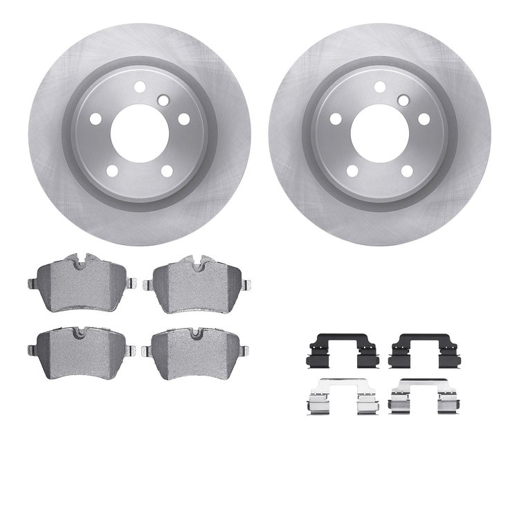 6512-32073 Brake Rotors w/5000 Advanced Brake Pads Kit with Hardware, 2011-2016 Mini, Position: Front