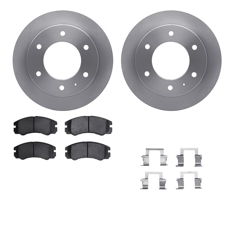 6512-37031 Brake Rotors w/5000 Advanced Brake Pads Kit with Hardware, 1992-1995 Multiple Makes/Models, Position: Front