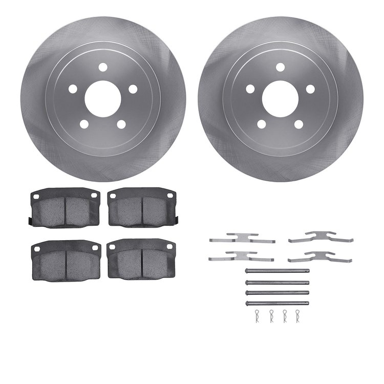 6512-39034 Brake Rotors w/5000 Advanced Brake Pads Kit with Hardware, 1988-1989 GM, Position: Rear