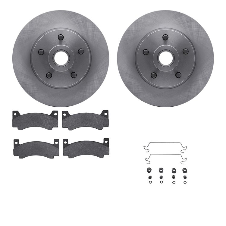 6512-39040 Brake Rotors w/5000 Advanced Brake Pads Kit with Hardware, 1973-1976 Mopar, Position: Front