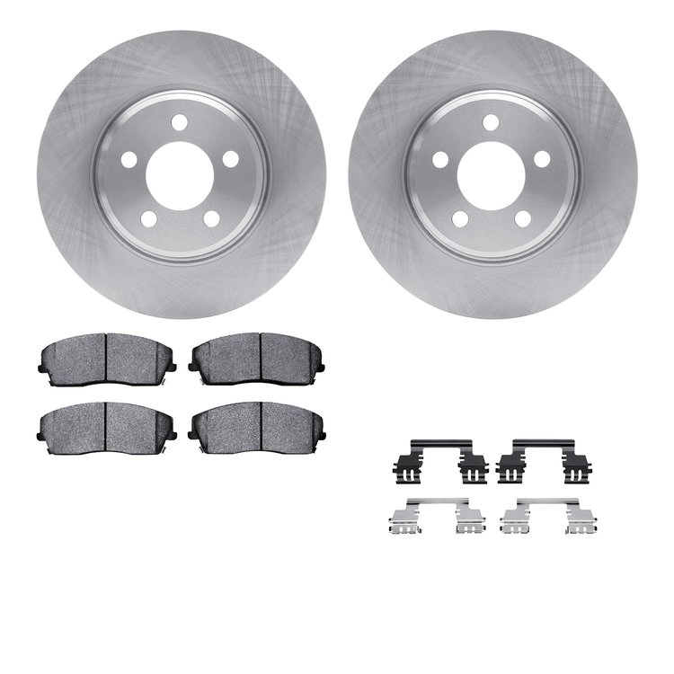 6512-39098 Brake Rotors w/5000 Advanced Brake Pads Kit with Hardware, Fits Select Mopar, Position: Front