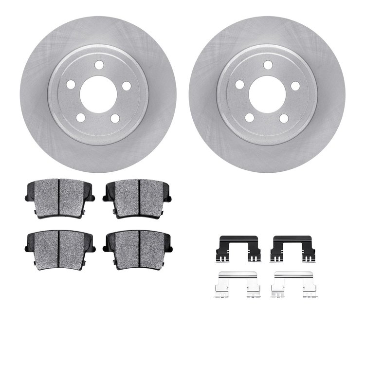 6512-39115 Brake Rotors w/5000 Advanced Brake Pads Kit with Hardware, 2005-2018 Mopar, Position: Rear