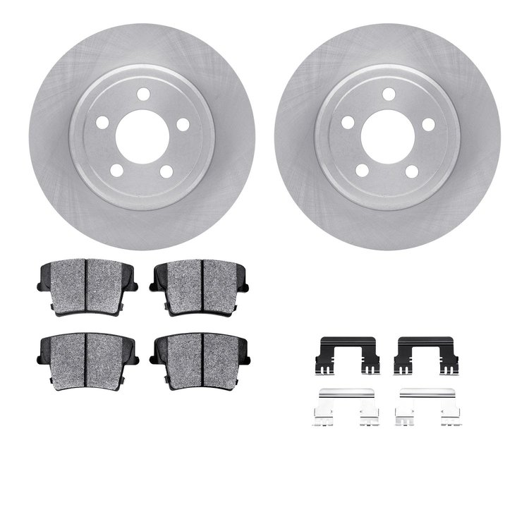 6512-39116 Brake Rotors w/5000 Advanced Brake Pads Kit with Hardware, Fits Select Mopar, Position: Rear