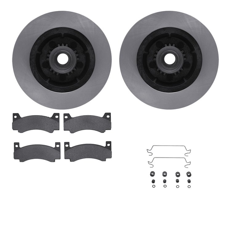 6512-39125 Brake Rotors w/5000 Advanced Brake Pads Kit with Hardware, 1977-1977 Mopar, Position: Front