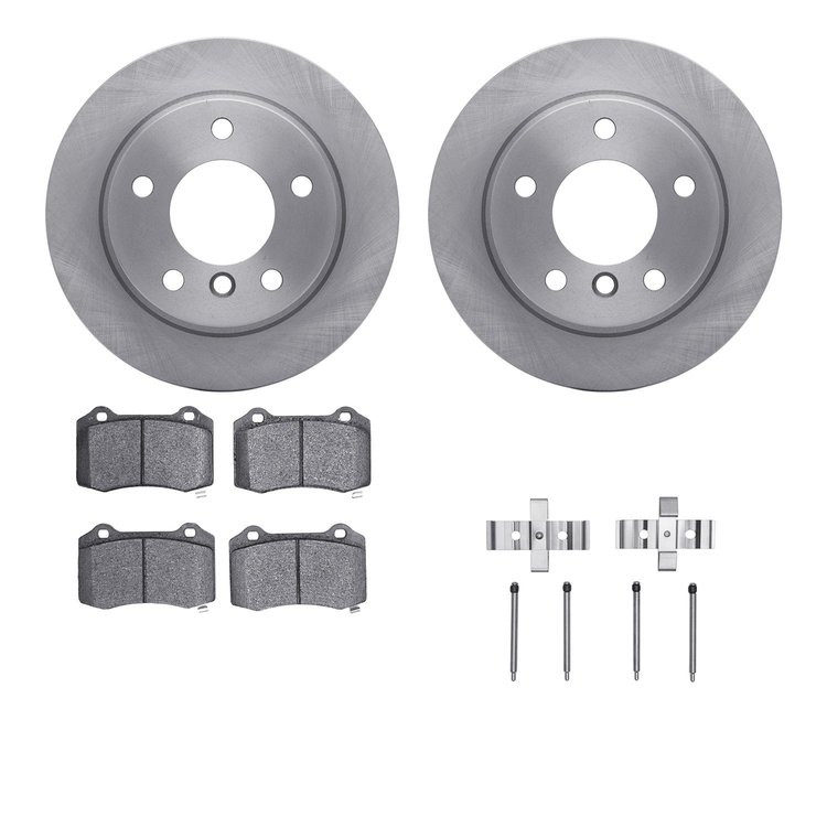 6512-39133 Brake Rotors w/5000 Advanced Brake Pads Kit with Hardware, Fits Select Mopar, Position: Rear