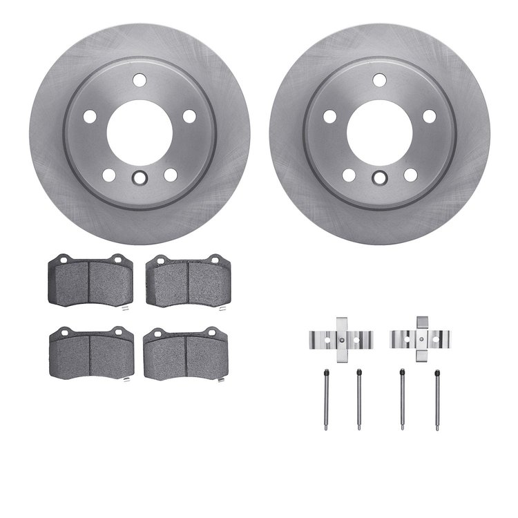 6512-39134 Brake Rotors w/5000 Advanced Brake Pads Kit with Hardware, 2005-2020 Mopar, Position: Rear