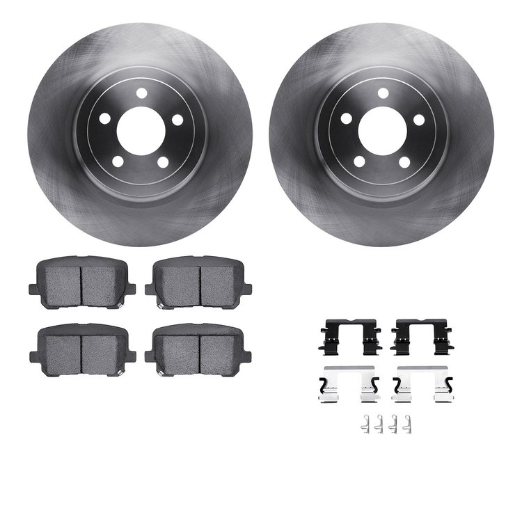 6512-39138 Brake Rotors w/5000 Advanced Brake Pads Kit with Hardware, Fits Select Mopar, Position: Rear
