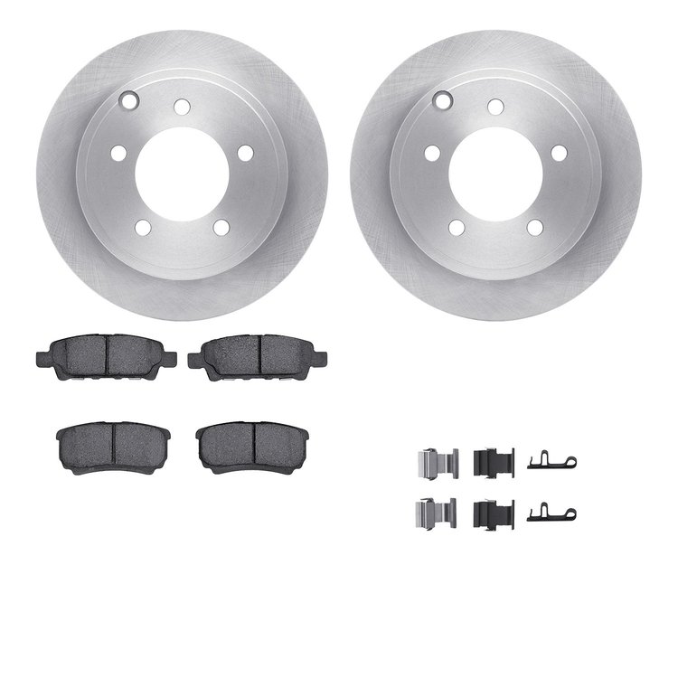 6512-39143 Brake Rotors w/5000 Advanced Brake Pads Kit with Hardware, 2007-2017 Multiple Makes/Models, Position: Rear