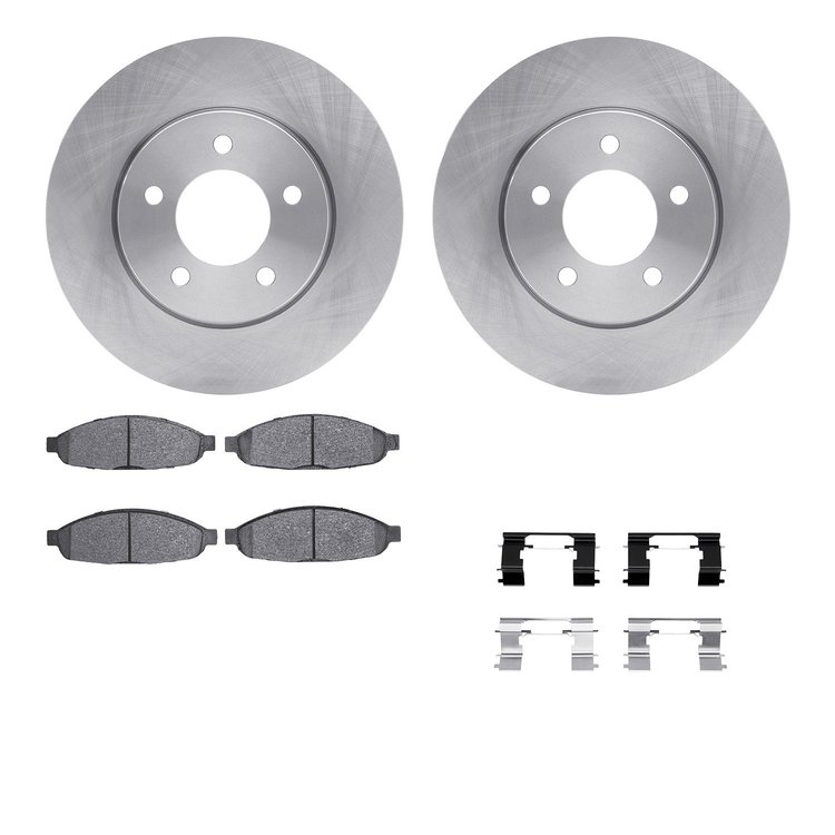 6512-39188 Brake Rotors w/5000 Advanced Brake Pads Kit with Hardware, 2004-2008 Mopar, Position: Front