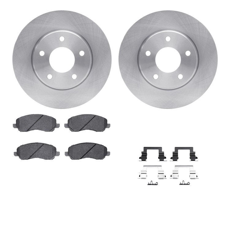 6512-40179 Brake Rotors w/5000 Advanced Brake Pads Kit with Hardware, 2007-2017 Multiple Makes/Models, Position: Front