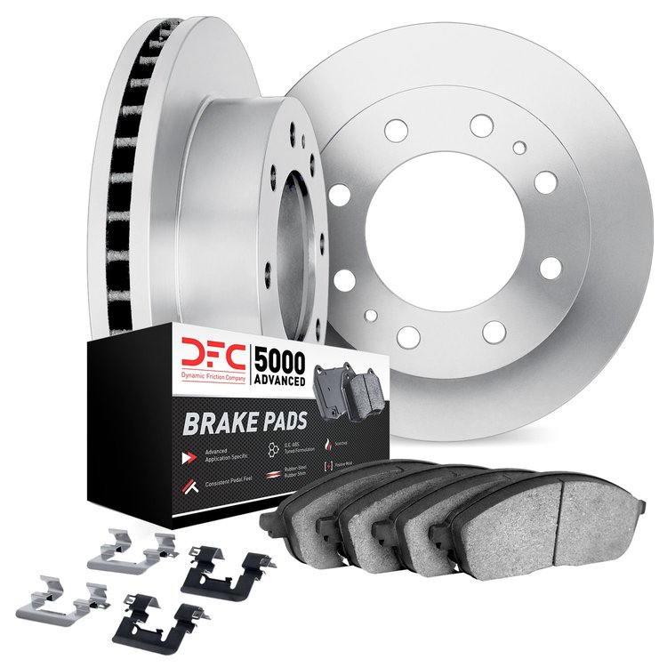 6512-40182 Brake Rotors w/5000 Advanced Brake Pads Kit with Hardware, 1971-1972 Mopar, Position: Front