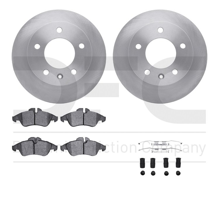 6512-40253 Brake Rotors w/5000 Advanced Brake Pads Kit with Hardware, 2002-2006 Multiple Makes/Models, Position: Front