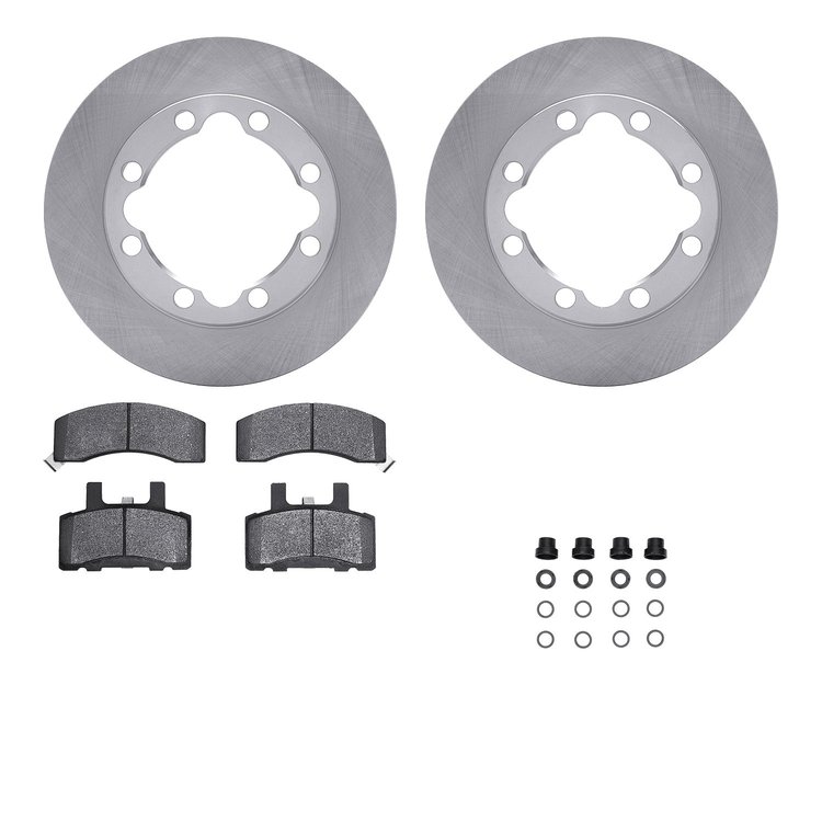 6512-40285 Brake Rotors w/5000 Advanced Brake Pads Kit with Hardware, 1988-2000 Multiple Makes/Models, Position: Front