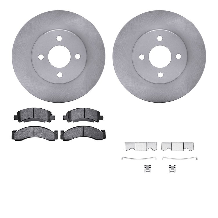 6512-40297 Brake Rotors w/5000 Advanced Brake Pads Kit with Hardware, 1975-1993 Mopar, Position: Front