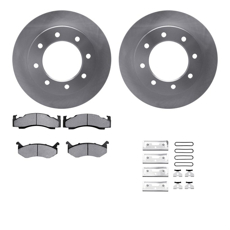 6512-40315 Brake Rotors w/5000 Advanced Brake Pads Kit with Hardware, 1973-1993 Mopar, Position: Front