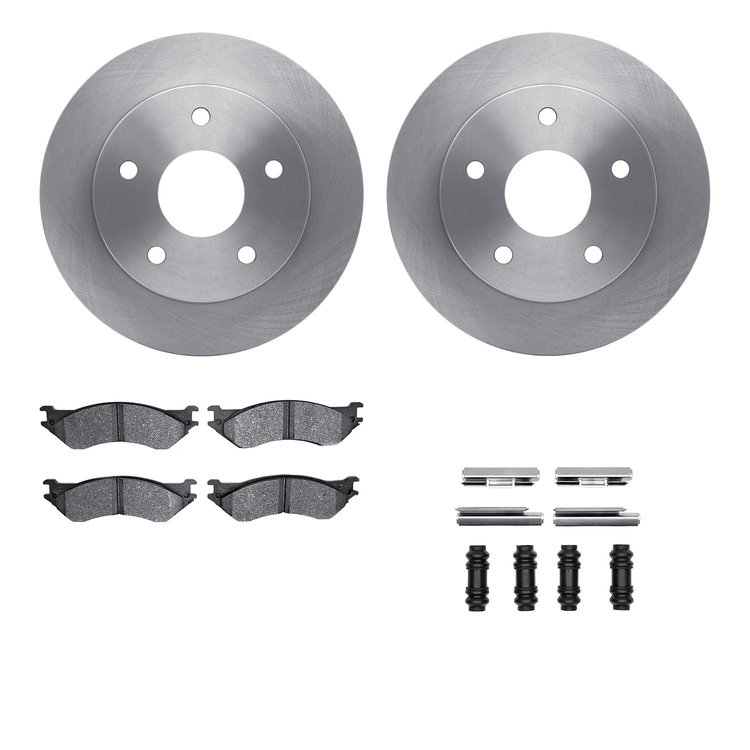 6512-40417 Brake Rotors w/5000 Advanced Brake Pads Kit with Hardware, 2000-2001 Mopar, Position: Front