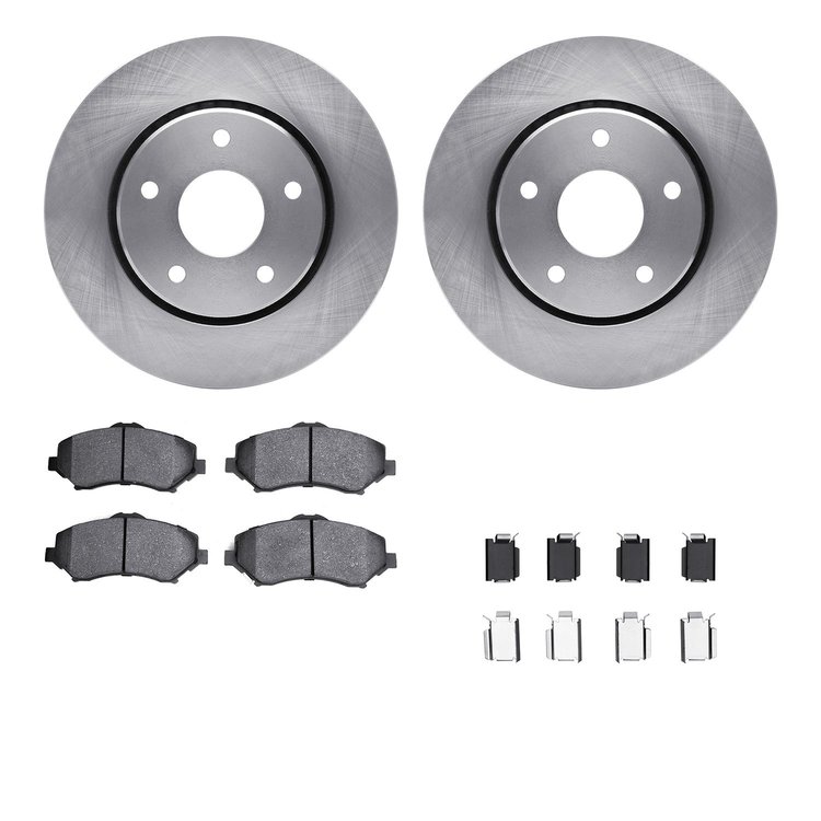 6512-40469 Brake Rotors w/5000 Advanced Brake Pads Kit with Hardware, 2009-2016 Multiple Makes/Models, Position: Front