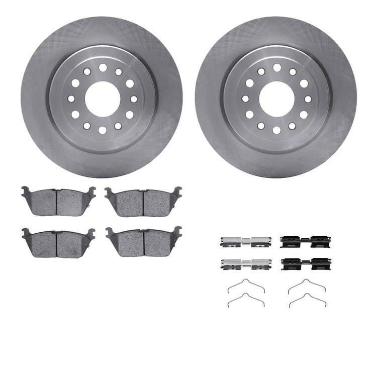 6512-40528 Brake Rotors w/5000 Advanced Brake Pads Kit with Hardware, Fits Select Mopar, Position: Rear