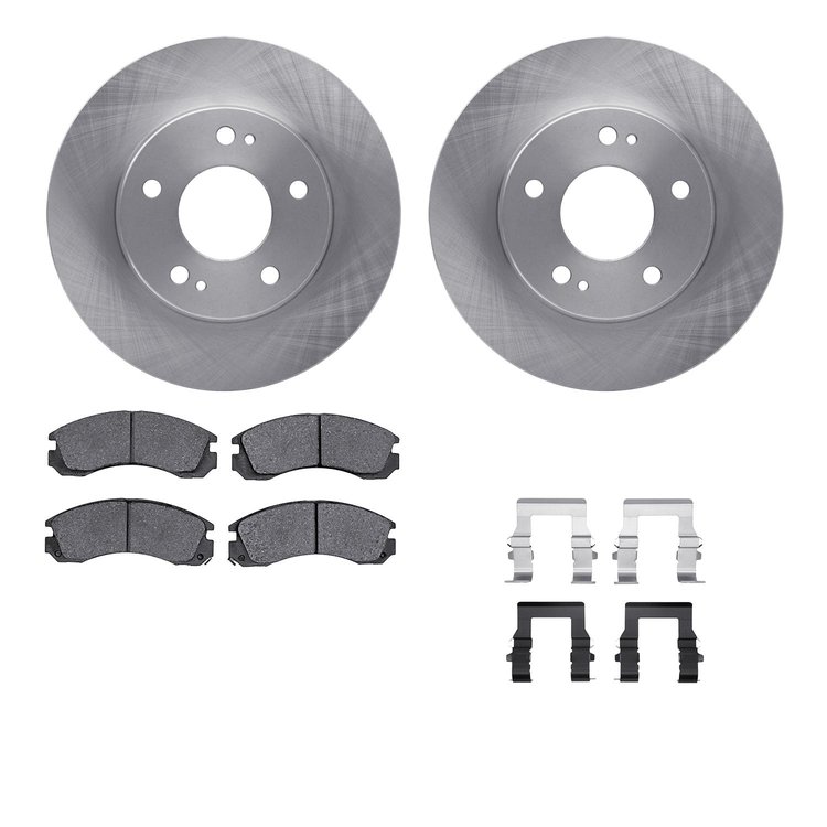 6512-41001 Brake Rotors w/5000 Advanced Brake Pads Kit with Hardware, 1998-1998 Mopar, Position: Front