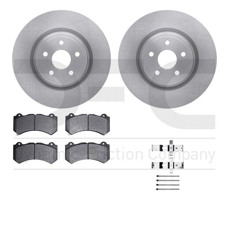6512-42100 Brake Rotors w/5000 Advanced Brake Pads Kit with Hardware, Fits Select Mopar, Position: Front