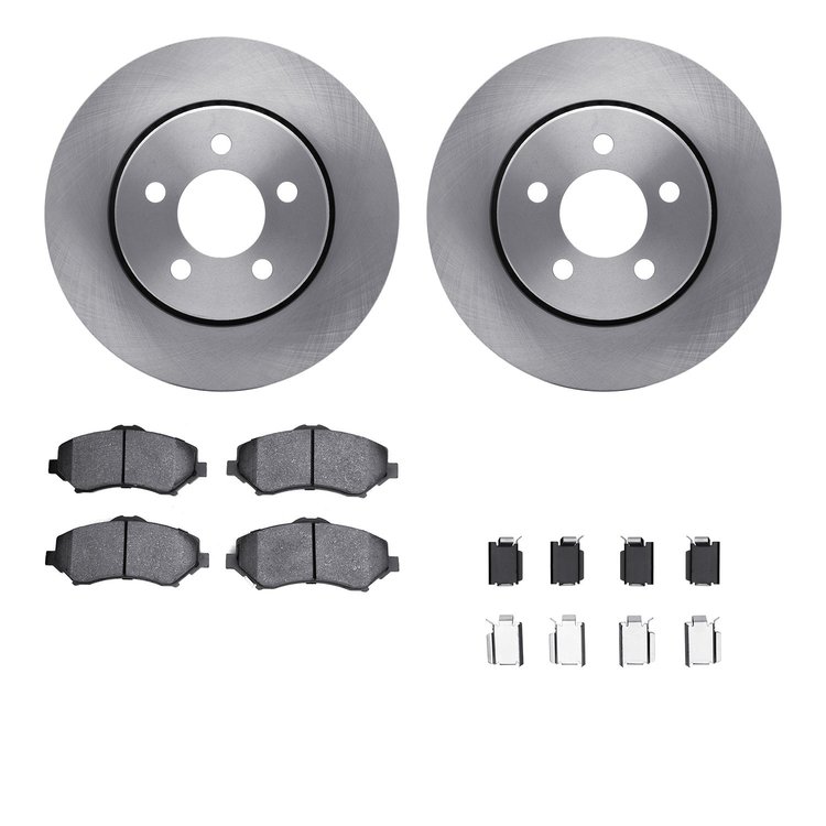 6512-42151 Brake Rotors w/5000 Advanced Brake Pads Kit with Hardware, 2007-2012 Mopar, Position: Front