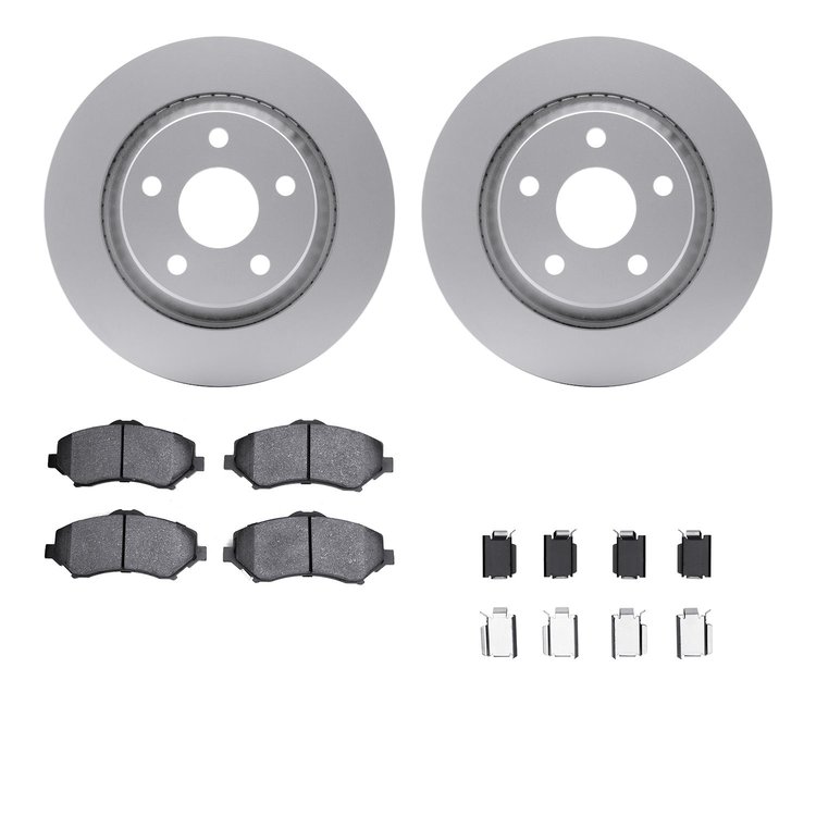 6512-42220 Brake Rotors w/5000 Advanced Brake Pads Kit with Hardware, 2012-2018 Mopar, Position: Front